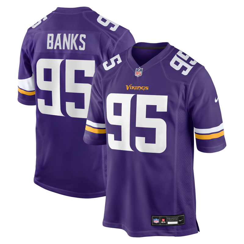 Minnesota Vikings Caleb Banks Nike Purple 2026 NFL Draft First Round Pick No. 18 Team Game Jersey