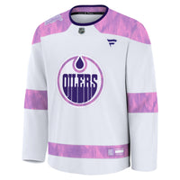 Edmonton Oilers Fanatics White Hockey Fights Cancer Survivor Practice Jersey