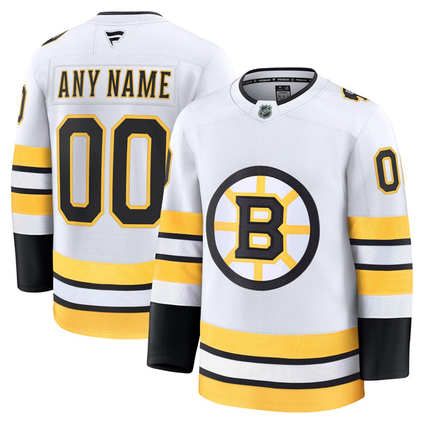 Boston Bruins Fanatics White Away Premium Custom Jersey