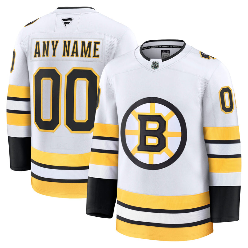 Boston Bruins Fanatics White Away Premium Custom Jersey