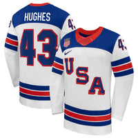 Quinn Hughes Nike White US Hockey 2026 Away Replica Jersey