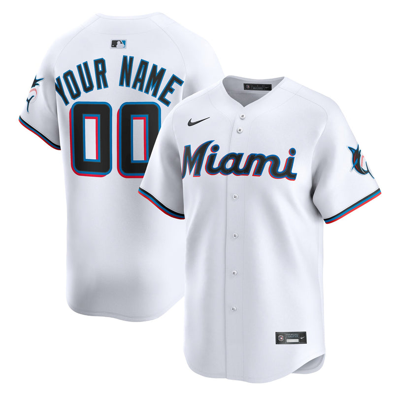 Miami Marlins Nike White Home Limited Custom Jersey
