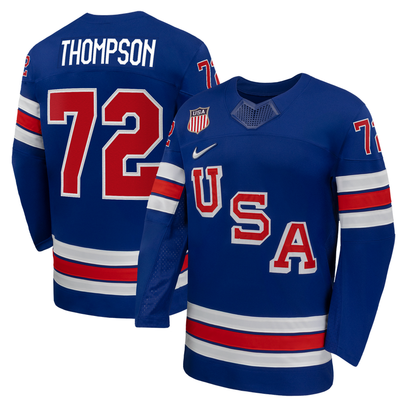 US Hockey Tage Thompson Nike Royal 2026 Home Replica Jersey