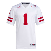 #1 Nebraska Huskers adidas Premier Football Jersey - White