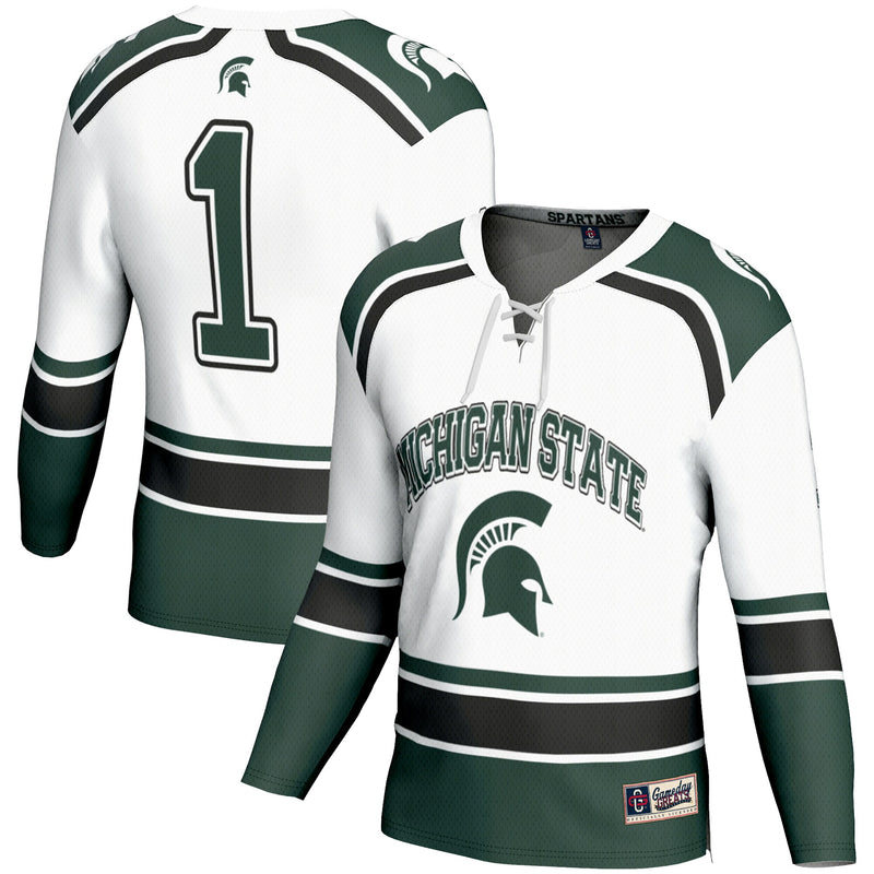 #1 Michigan State Spartans GameDay Greats Hockey Jersey - White