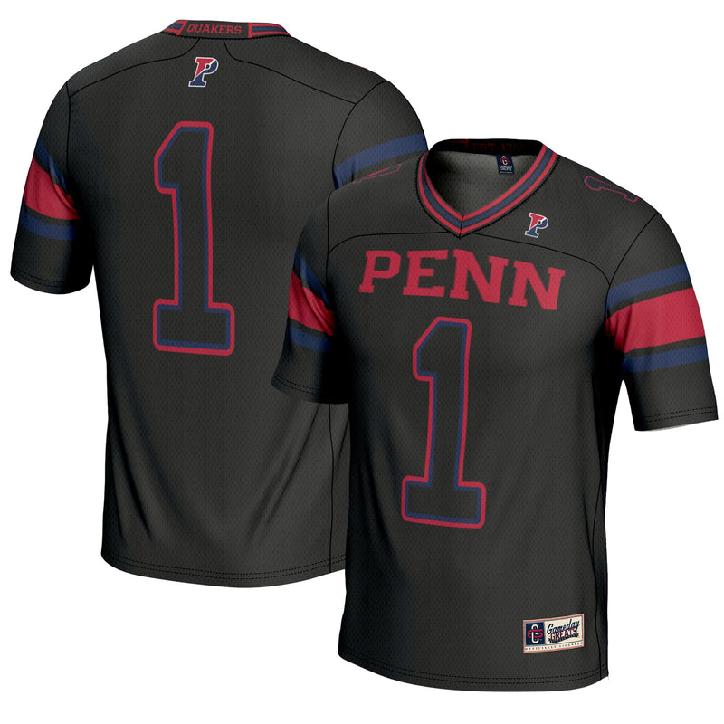 #1 Pennsylvania Quakers GameDay Greats Endzone Football Jersey - Black