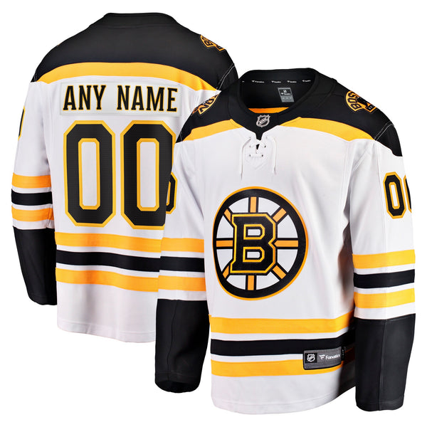 Boston Bruins Fanatics White Away Breakaway Custom Jersey