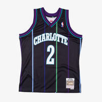 Charlotte Hornets Mitchell & Ness Larry Johnson 1992 Reload Swingman Authentic Jersey - Black