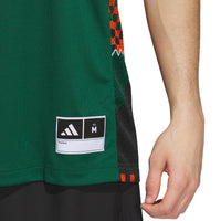 #1 Miami Hurricanes adidas Black History Month Basketball Jersey - Green/Orange