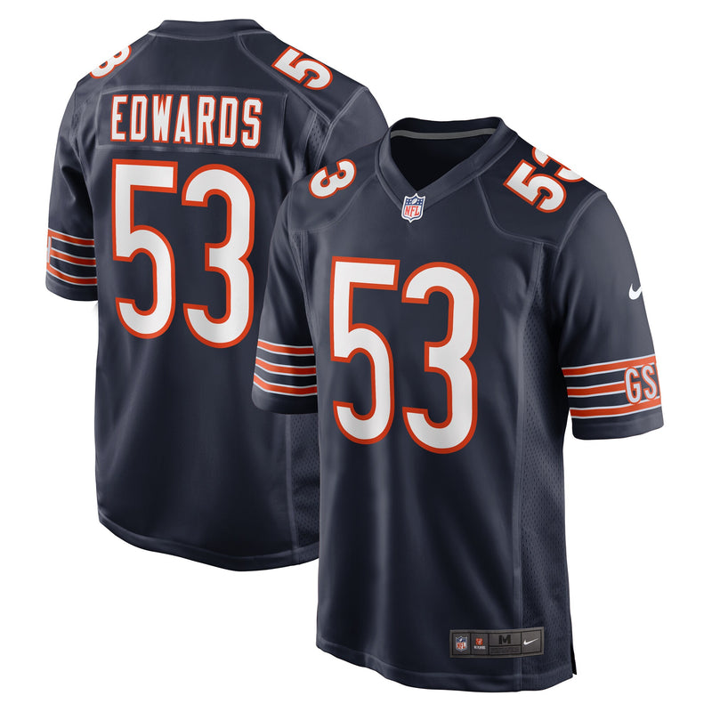 Chicago Bears TJ Edwards Nike Navy Game Player Jersey