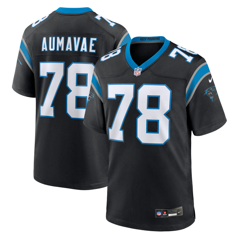 Carolina Panthers Popo Aumavae Nike Black Team Game Jersey