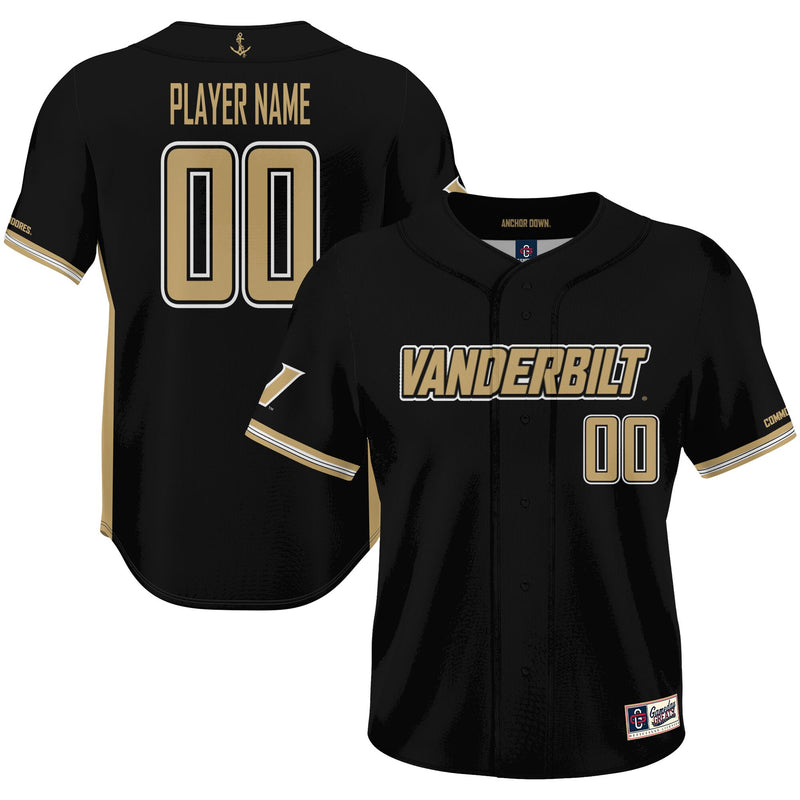 Vanderbilt Commodores GameDay Greats NIL Pick-A-Player Lightweight Baseball Jersey - Black