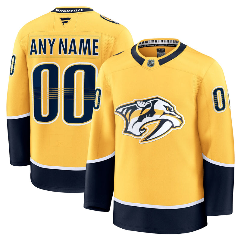 Nashville Predators Fanatics Gold Home Premium Custom Jersey