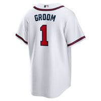 Atlanta Braves Nike White #1 Groom Home Replica Jersey