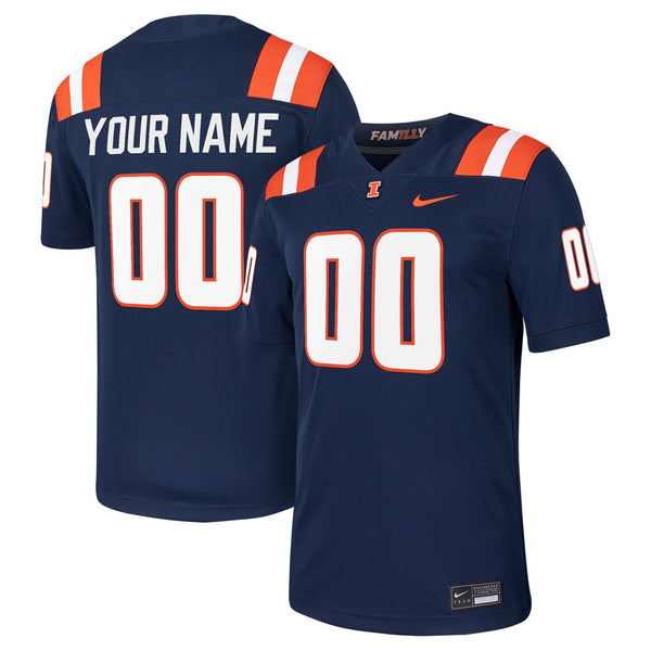 Illinois Fighting Illini Nike Custom Football Game Jersey - Navy