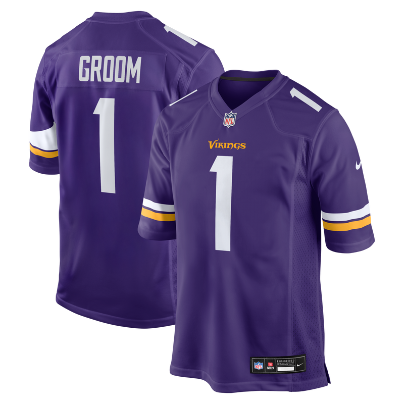 Minnesota Vikings Number 1 Groom Nike Purple Game Jersey