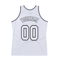 Custom White White-Black Authentic Throwback Basketball Jersey